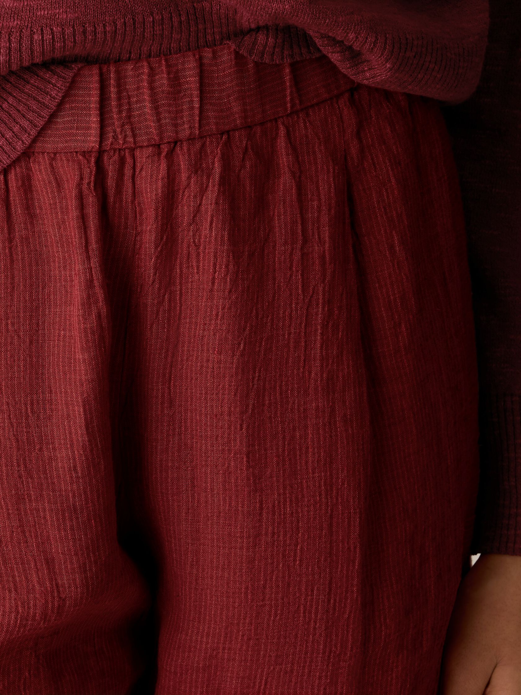 Puckered Organic Linen Stripe Lantern Pant