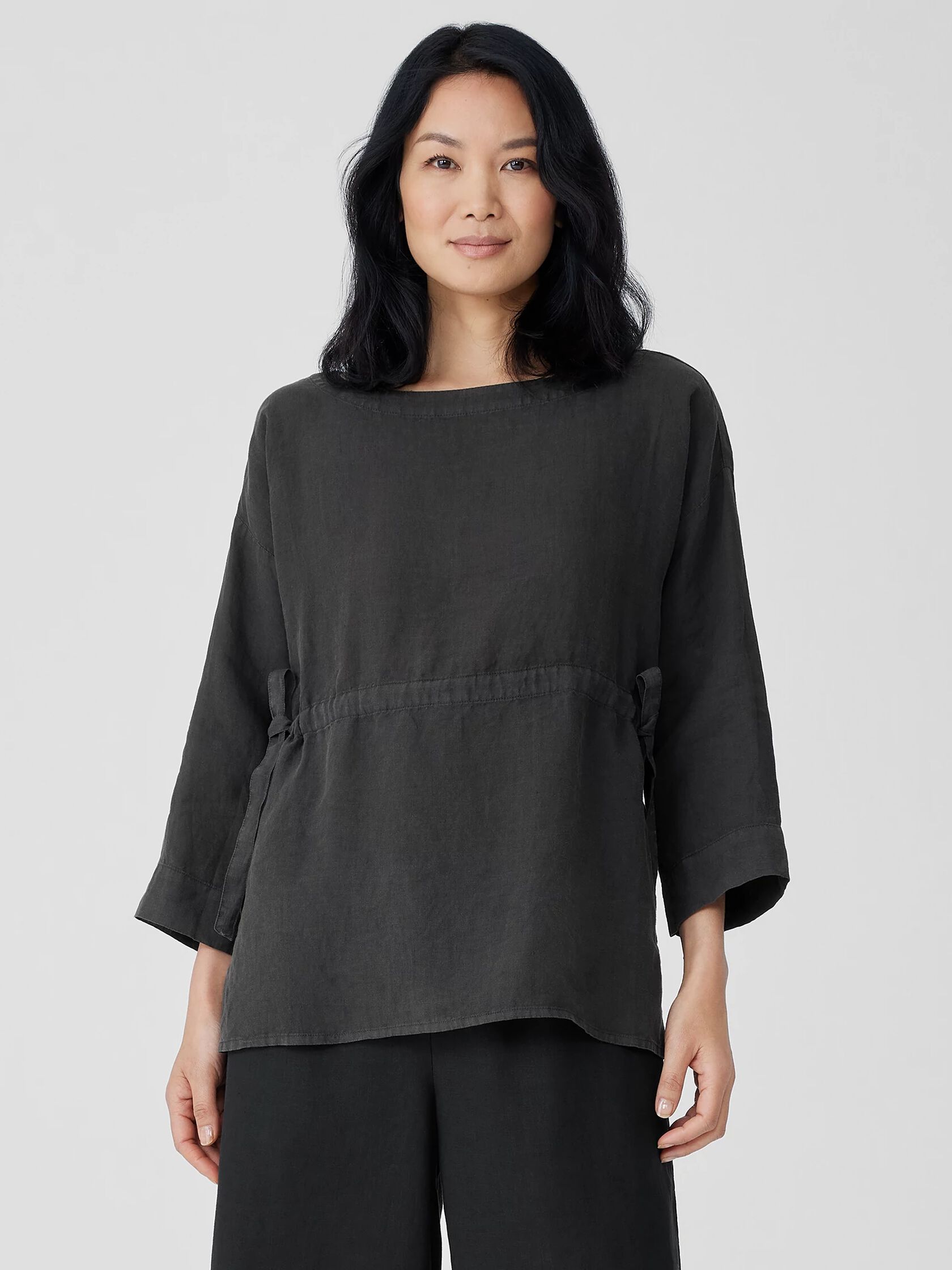 Garment-Dyed Handkerchief Linen Drawstring Top | EILEEN FISHER