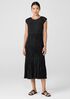 Crushed Silk Jewel Neck Tiered Dress