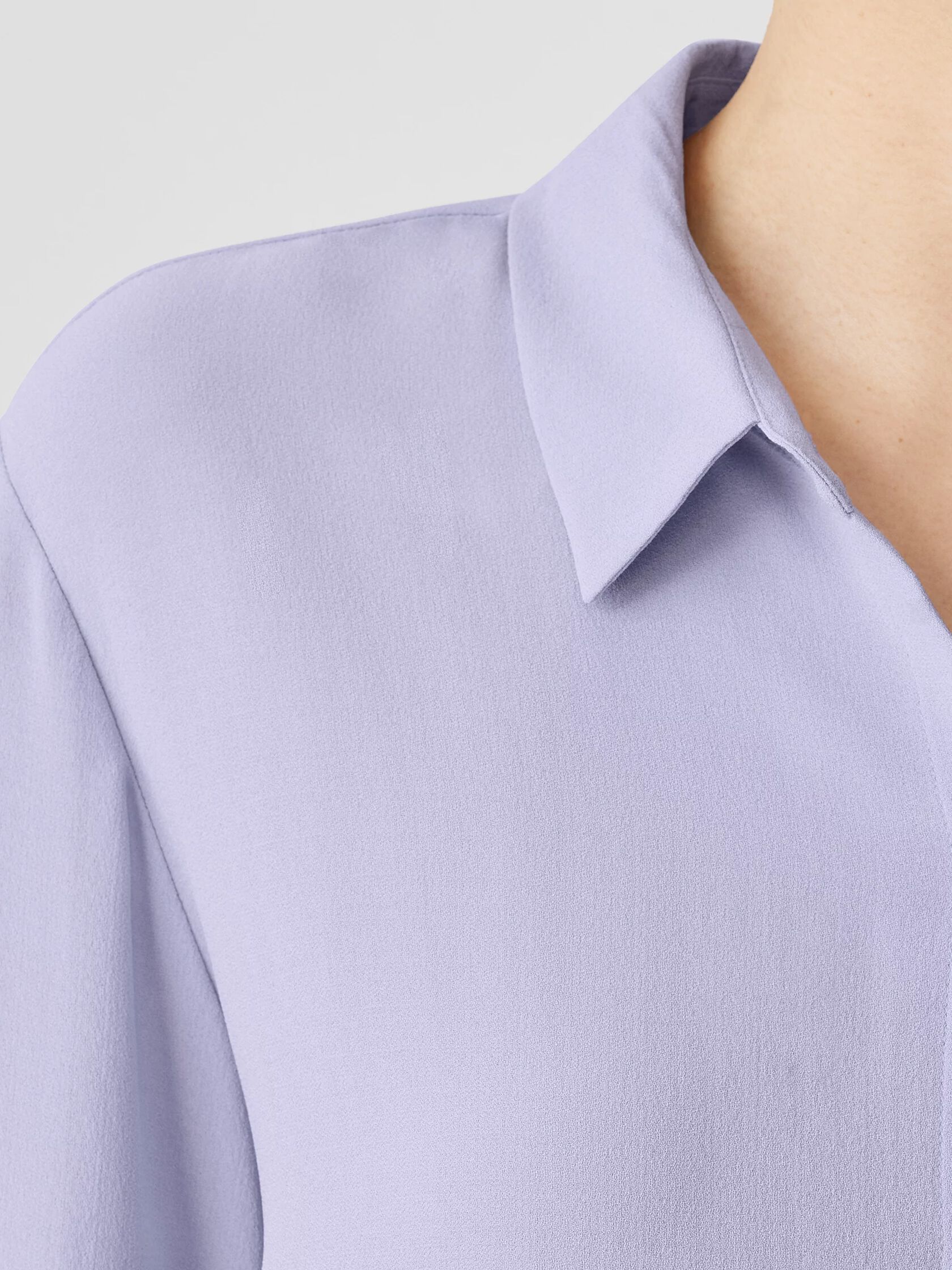 Silk Georgette Crepe Classic Collar Shirt