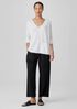 Organic Linen Cotton Slub V-Neck Top