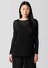 Crinkled Sheer Silk Georgette Bateau Neck Long Top