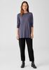 Stretch Jersey Knit Crew Neck Long Top