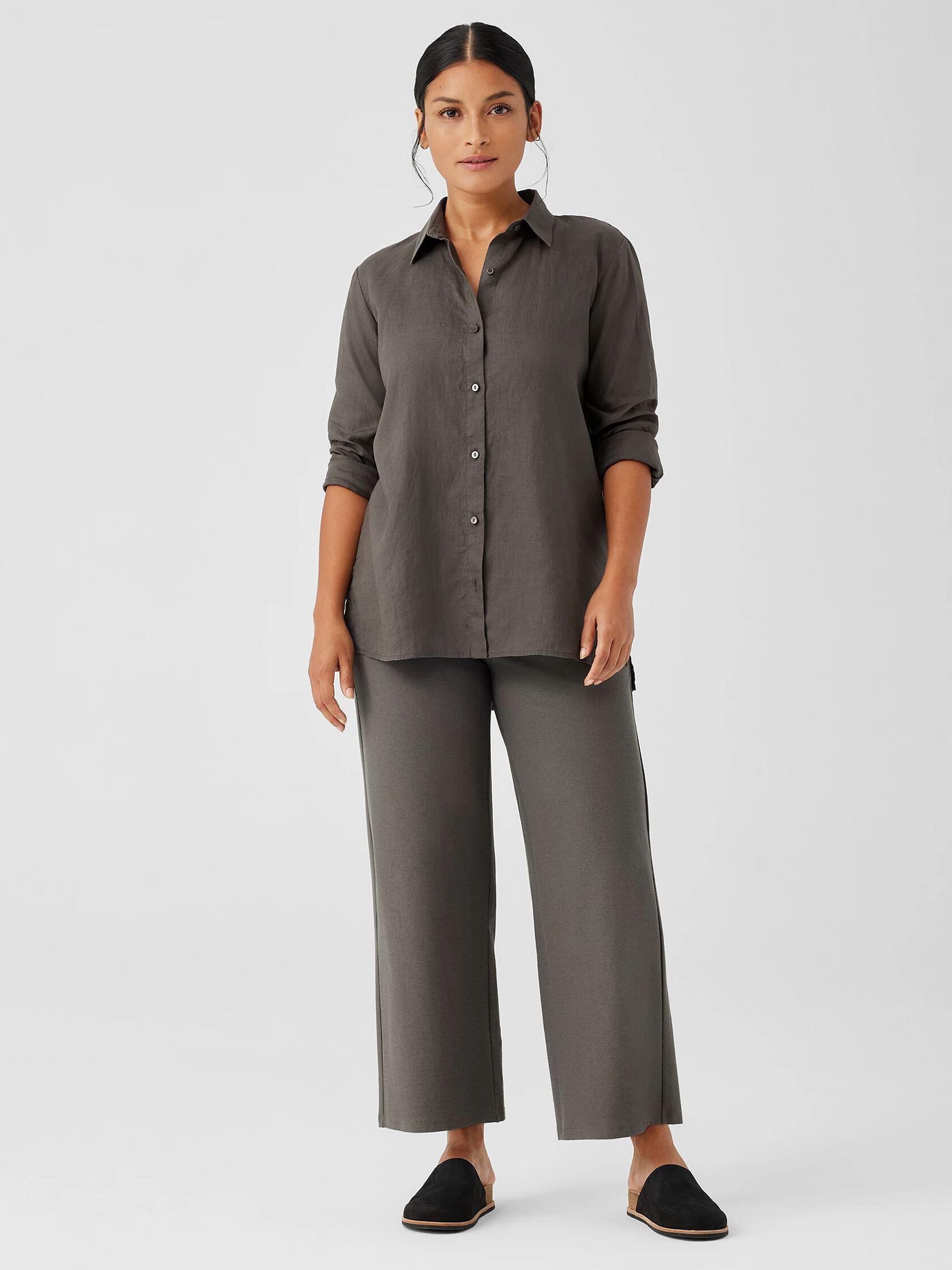 Washable Stretch Crepe Wide-Leg Pant