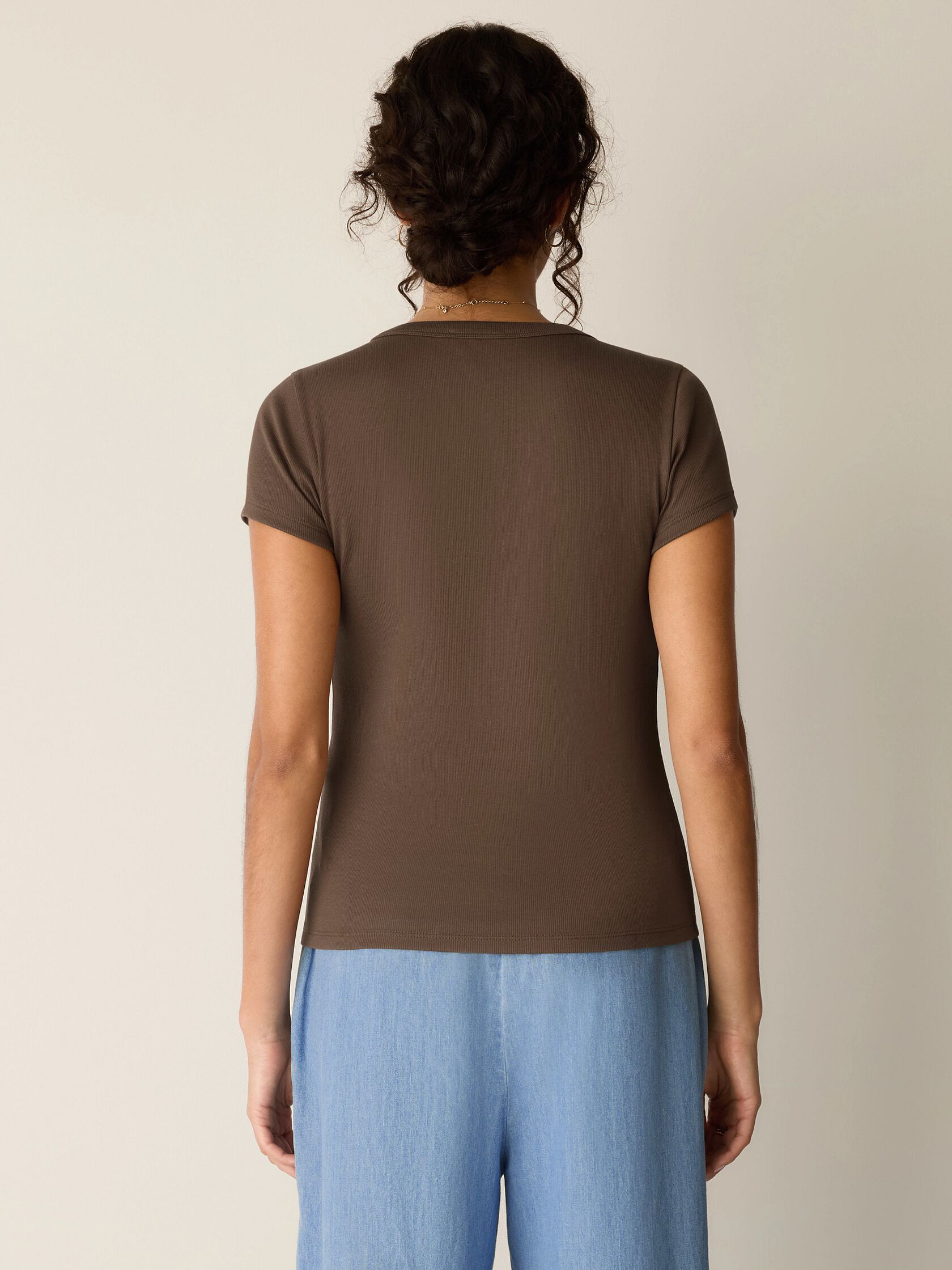 Organic Cotton Stretch Rib Crew Neck Tee