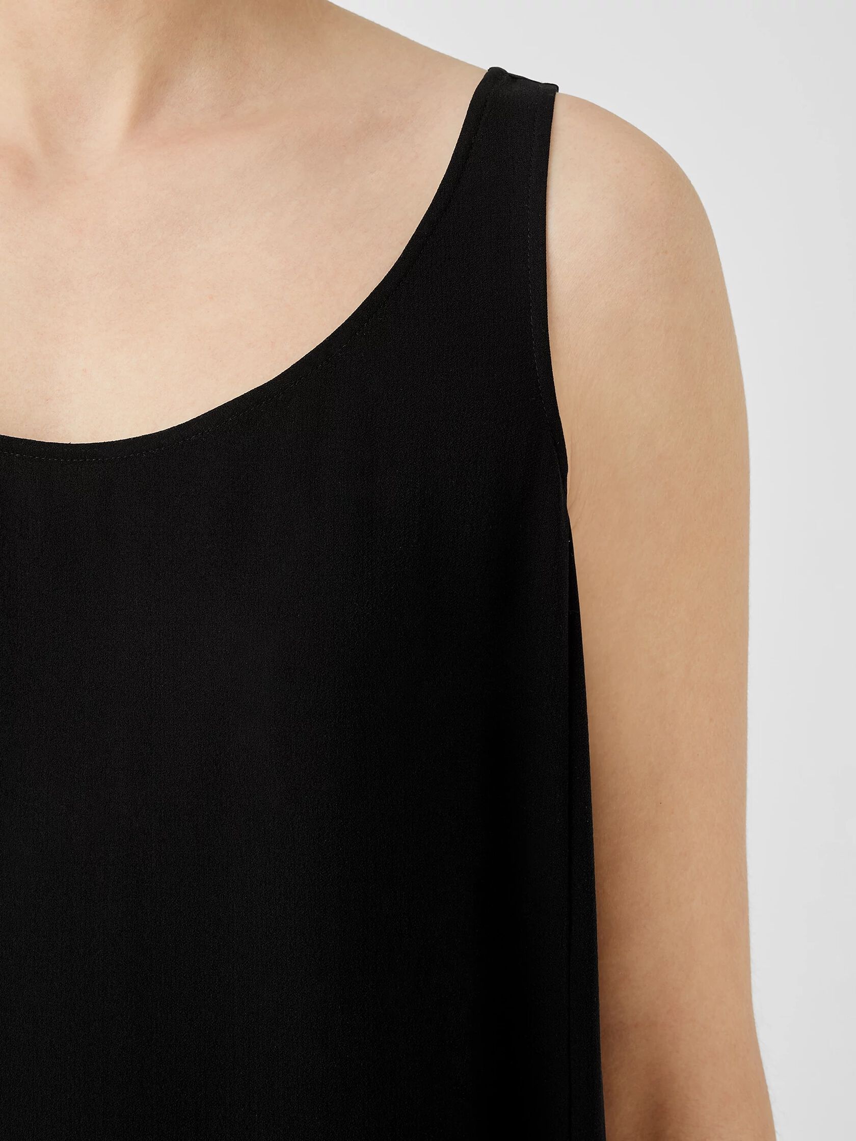Silk Georgette Crepe Scoop Neck Dress