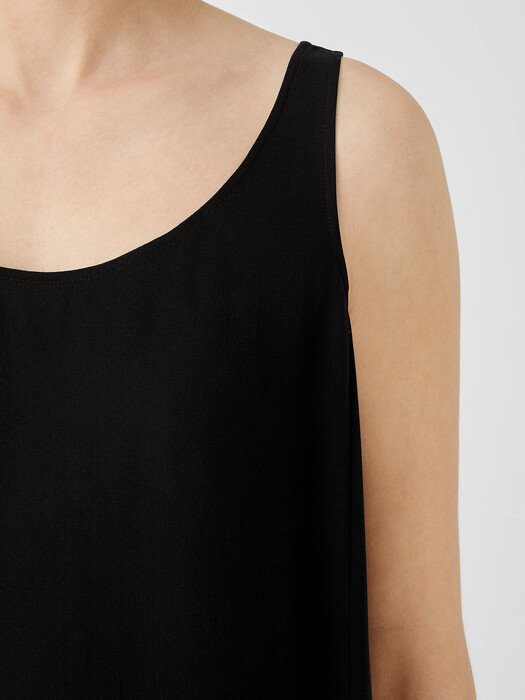 Silk Georgette Crepe Scoop Neck Dress