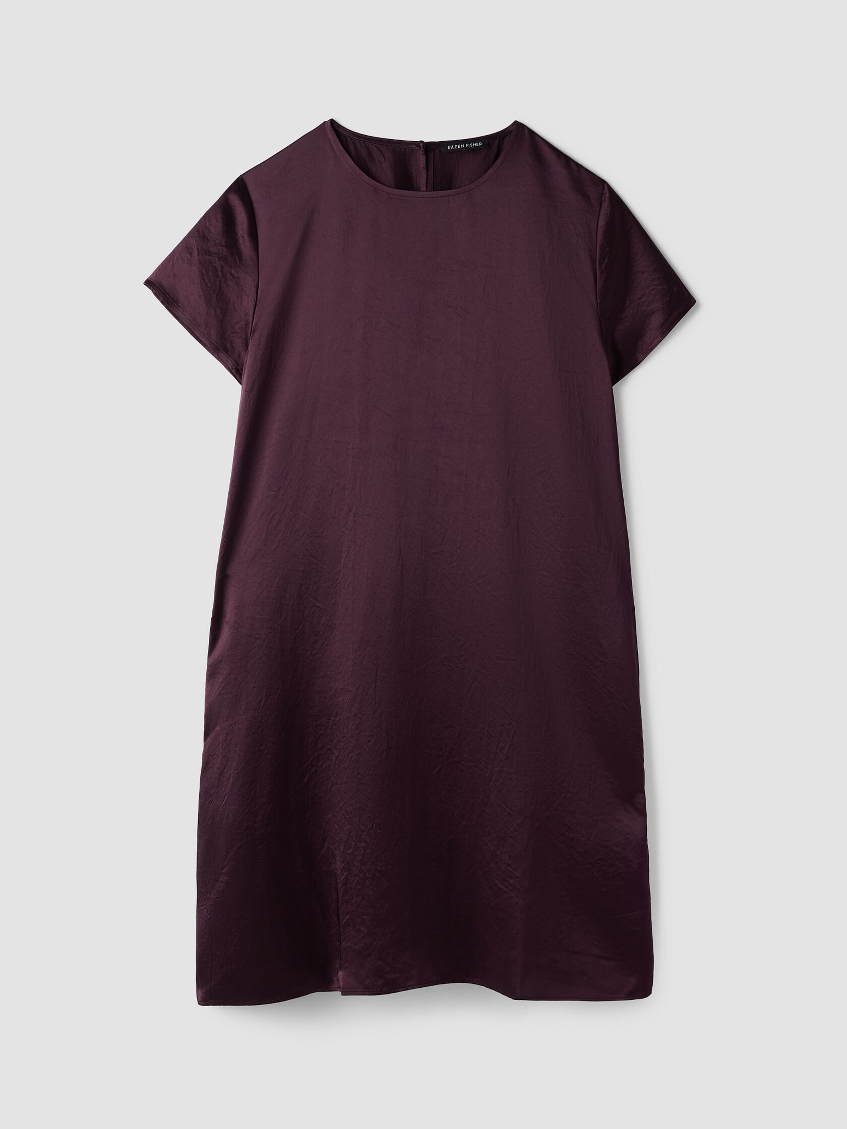 Textured Satin Round Neck Dress