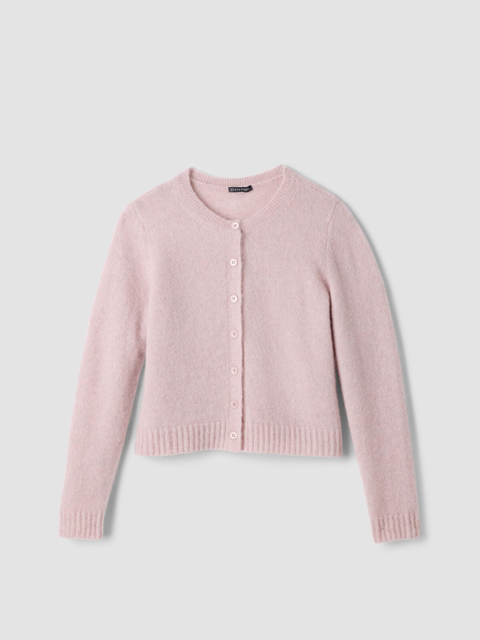 Mohair Plush M&eacute;lange Crew Neck Cardigan