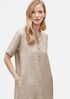 Washed Organic Linen Delave Mandarin Collar Shirtdress