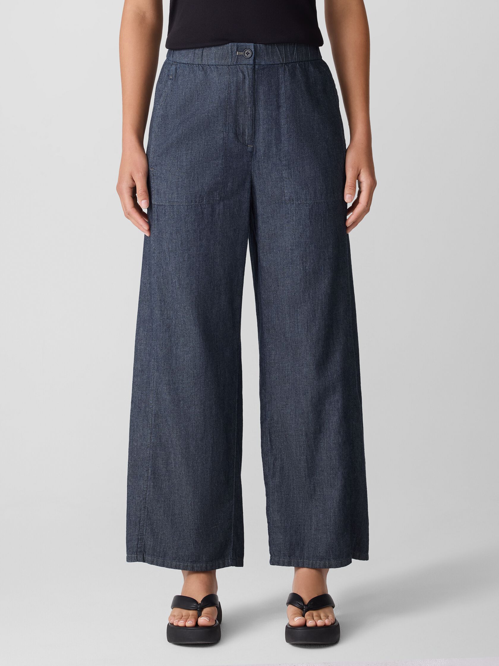 Airy Organic Cotton Twill Wide-Leg Pant