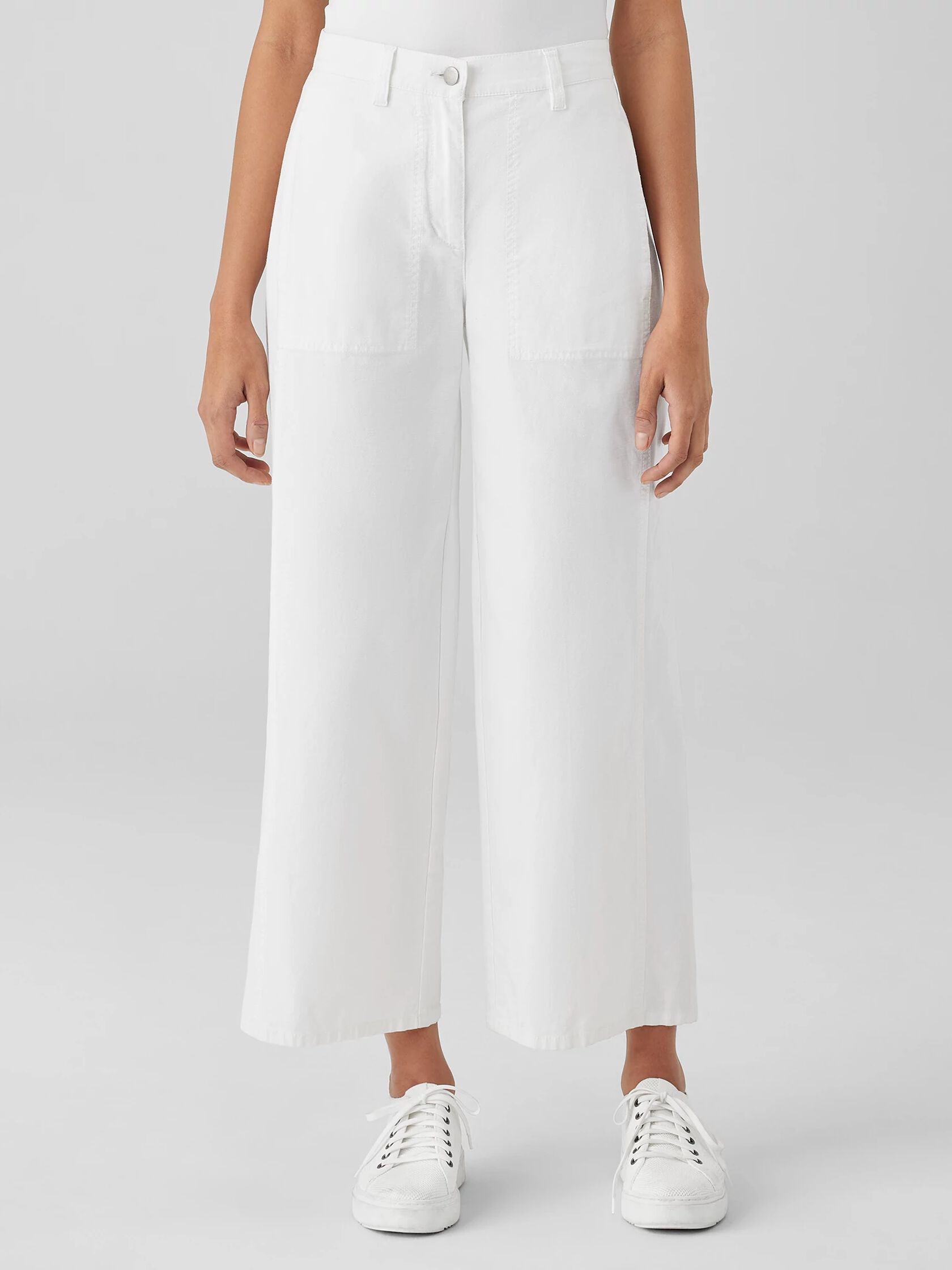 Cotton Hemp Stretch Wide-Leg Pant