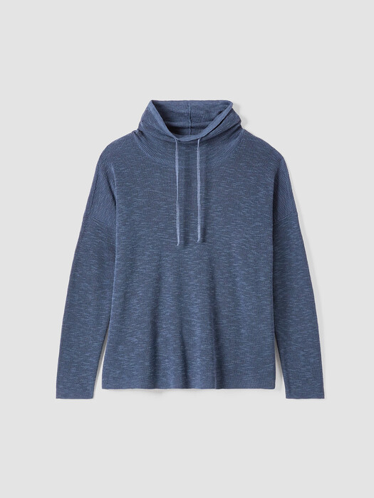 Organic Linen Cotton Slub Funnel Neck Top
