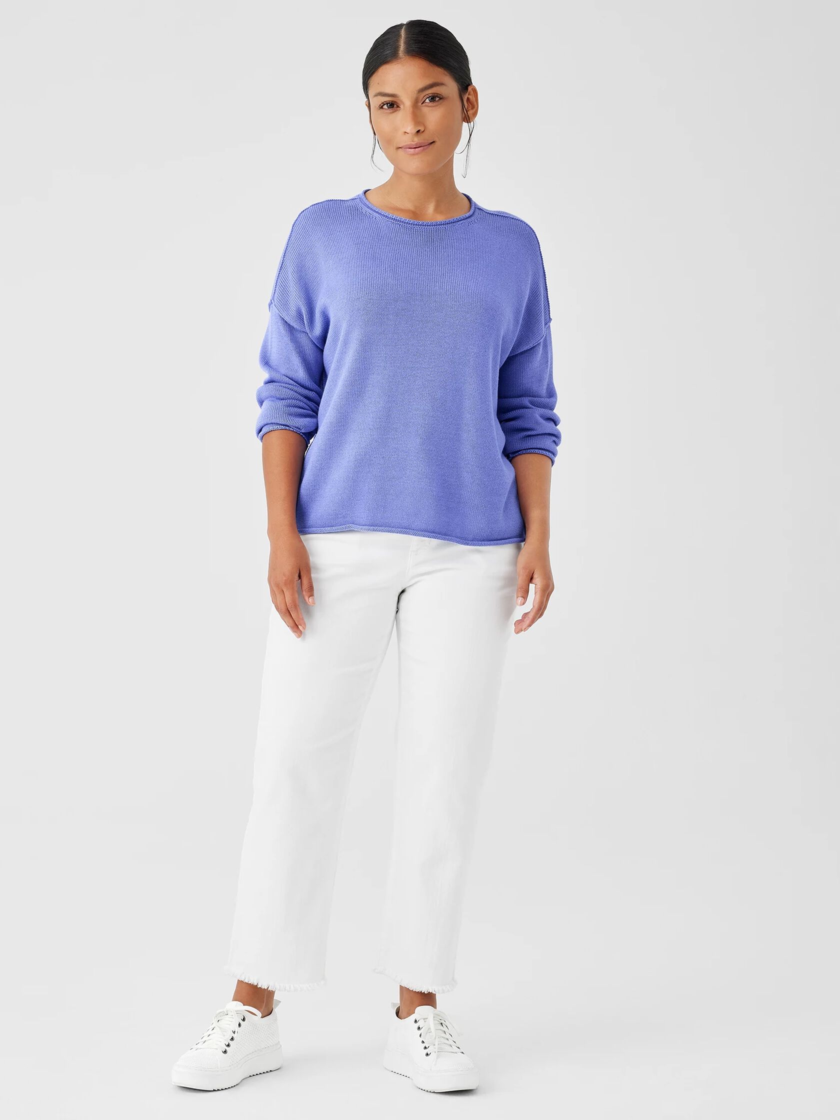 Peruvian Cotton Blend Crew Neck Top