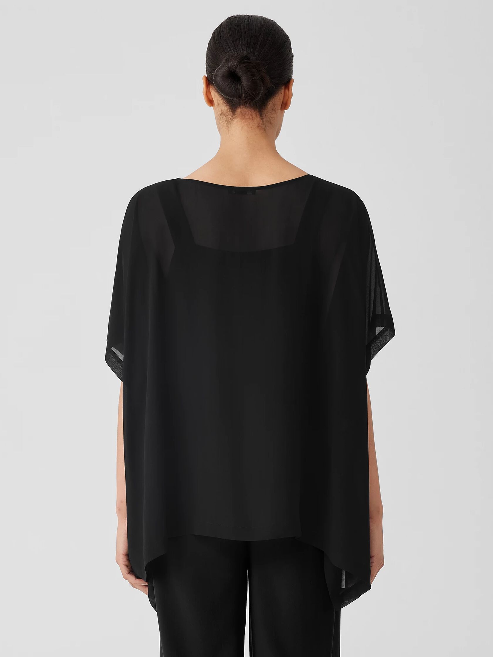 Sheer Silk Georgette Long Poncho