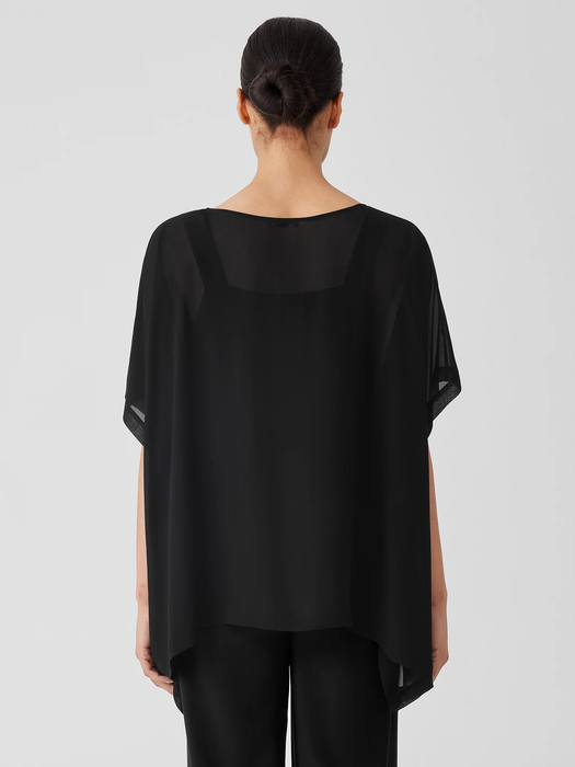 Sheer Silk Georgette Long Poncho