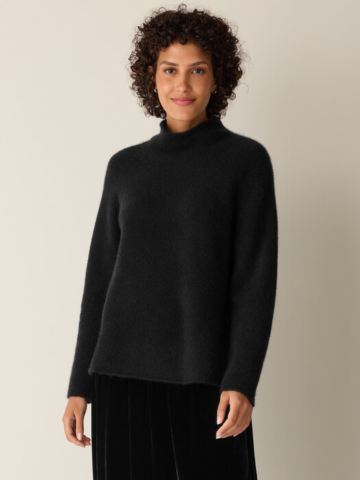 Cashmere Silk Boucle Bliss Turtleneck Top