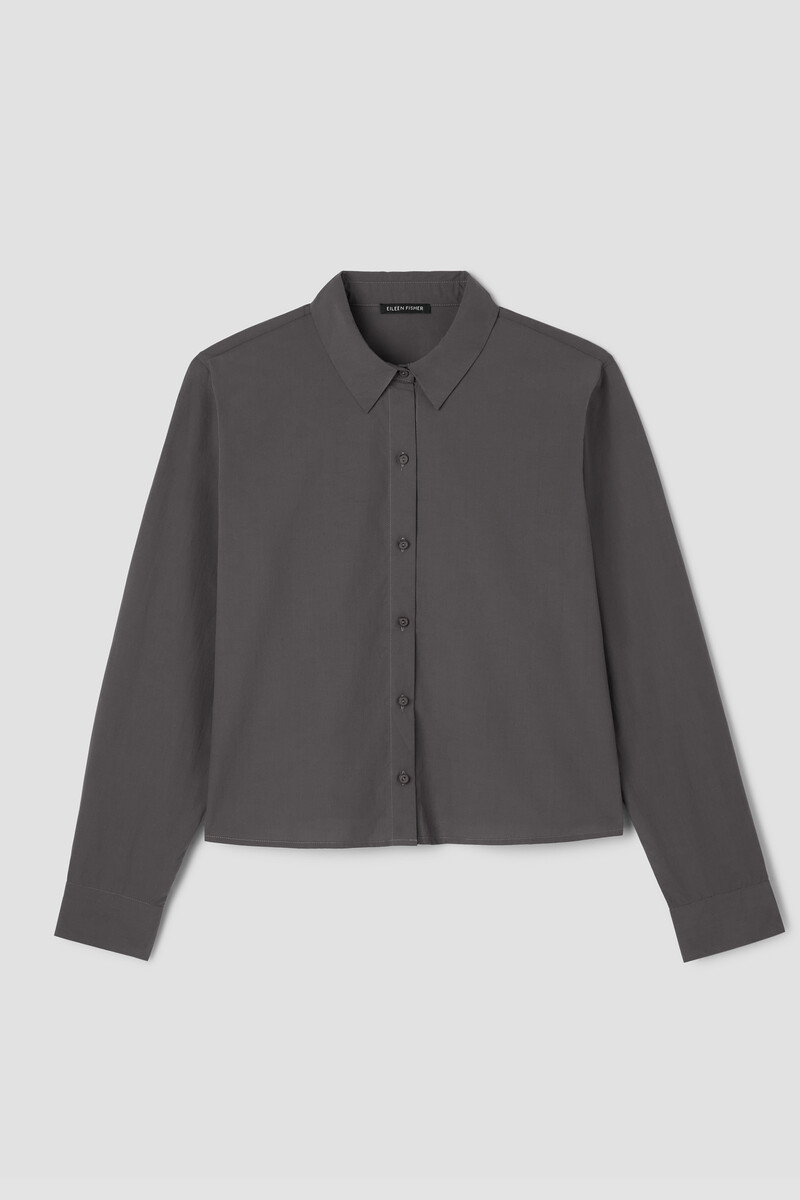Washed Organic Cotton Poplin Classic Collar Short Shirt Washed Organic Cotton Poplin Classic Collar Short Shirt