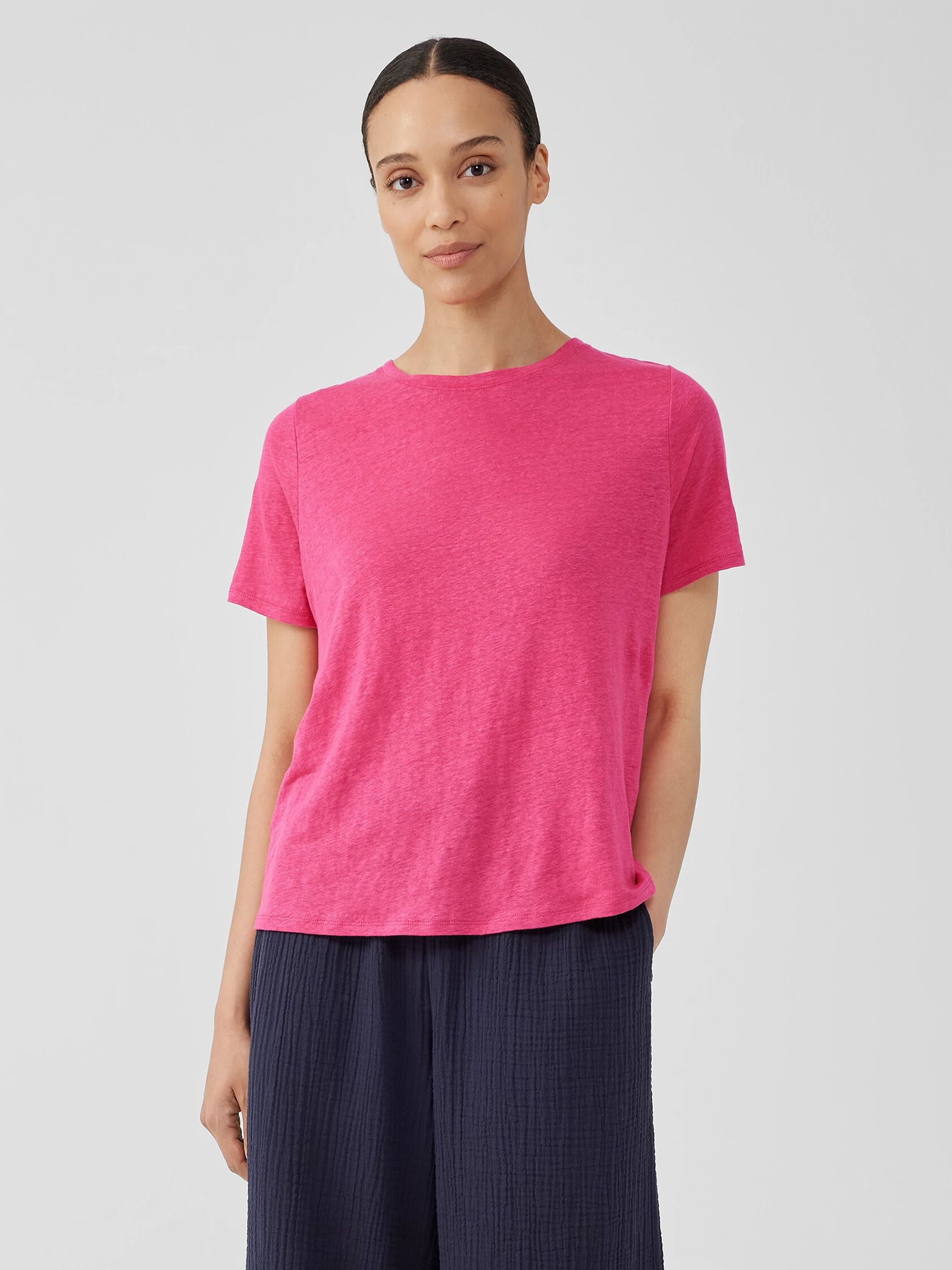 Organic Linen Jersey Crew Neck Tee | EILEEN FISHER