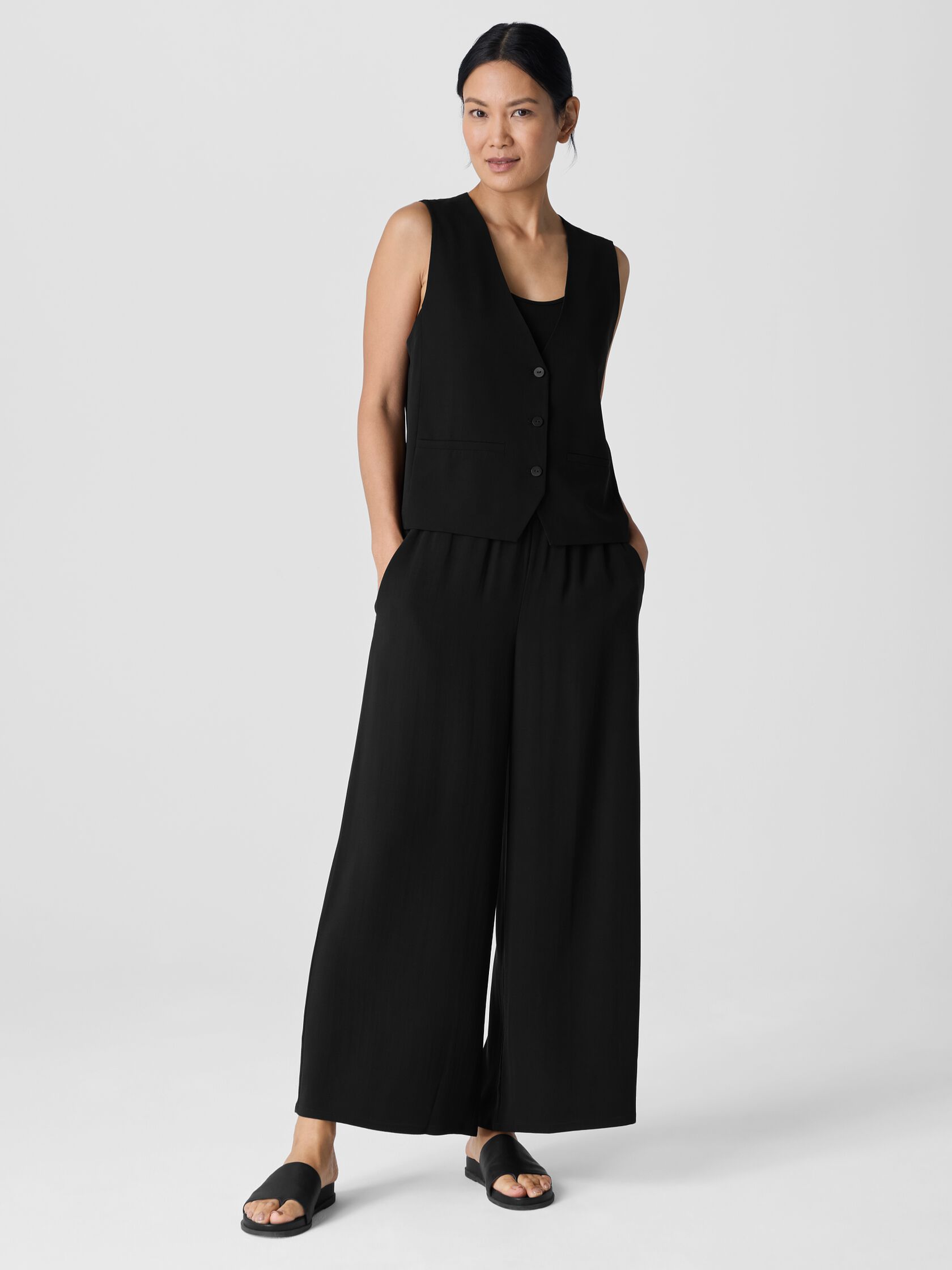 Silk Georgette Crepe Wide-Leg Pant