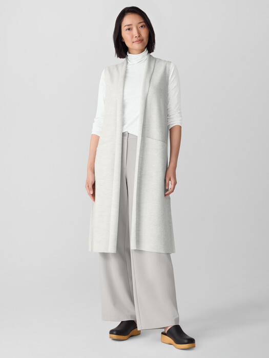 Lightweight Boiled Wool Shawl Collar Vest in Regenerative Wool