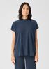 Woven Plisse Mock Neck Top