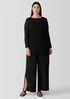 Crinkled Sheer Silk Georgette Bateau Neck Long Top