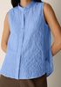 Organic Cotton Microstripe Pucker Sleeveless Shirt