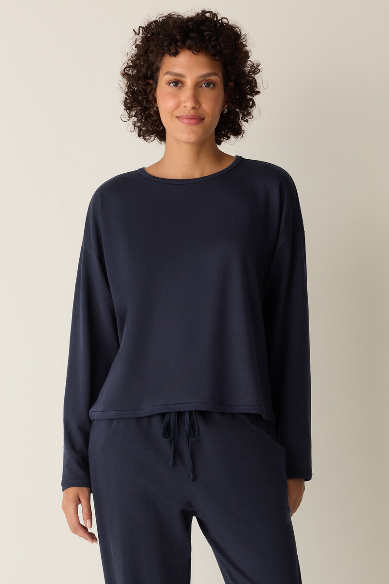 Cozy Brushed Terry Hug Round Neck Box-Top Cozy Brushed Terry Hug Round Neck Box-Top