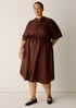 Silk Twill Band Collar Shirtdress