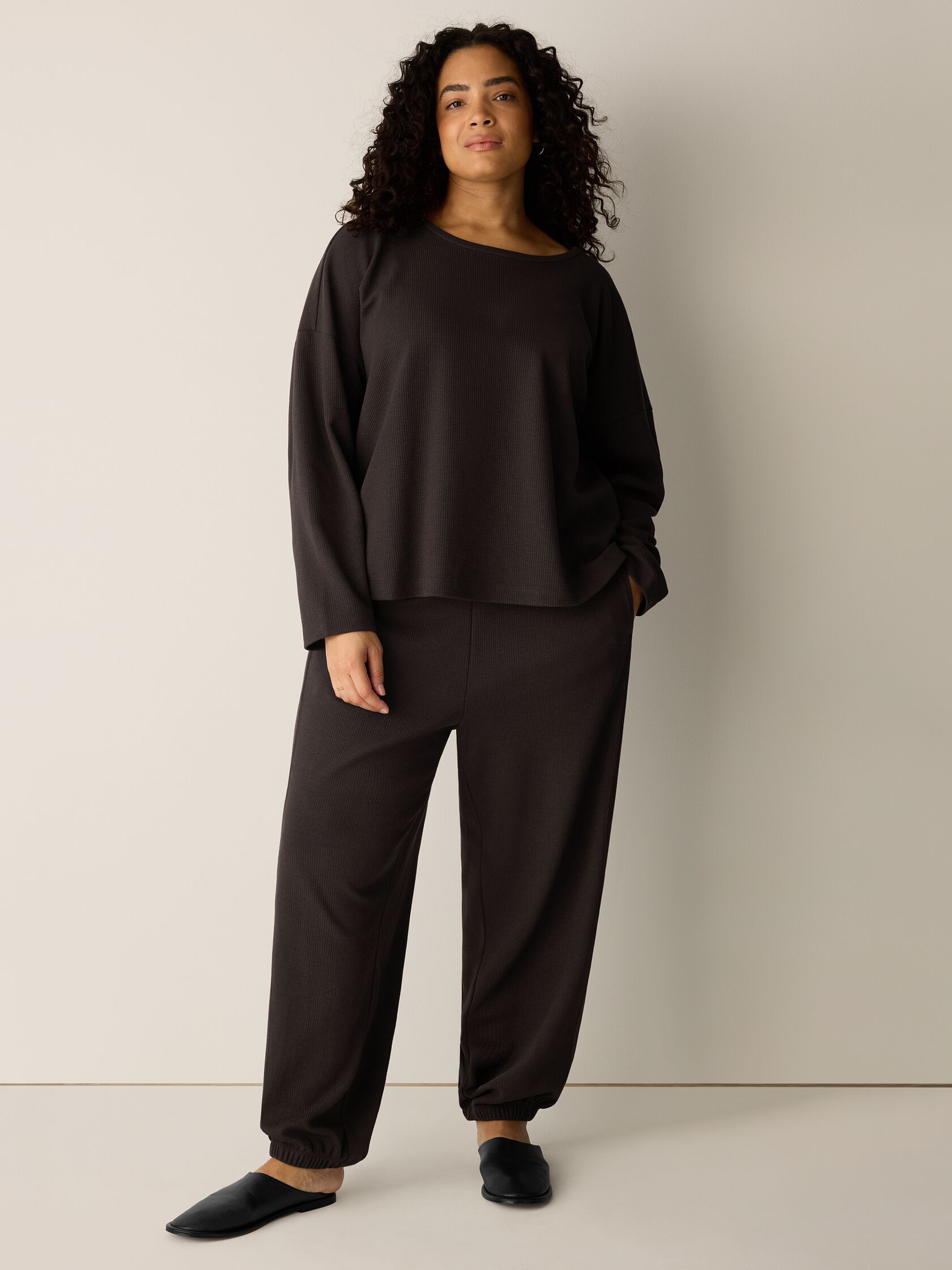 Waffle Cotton Blend Doubleknit Box-Top