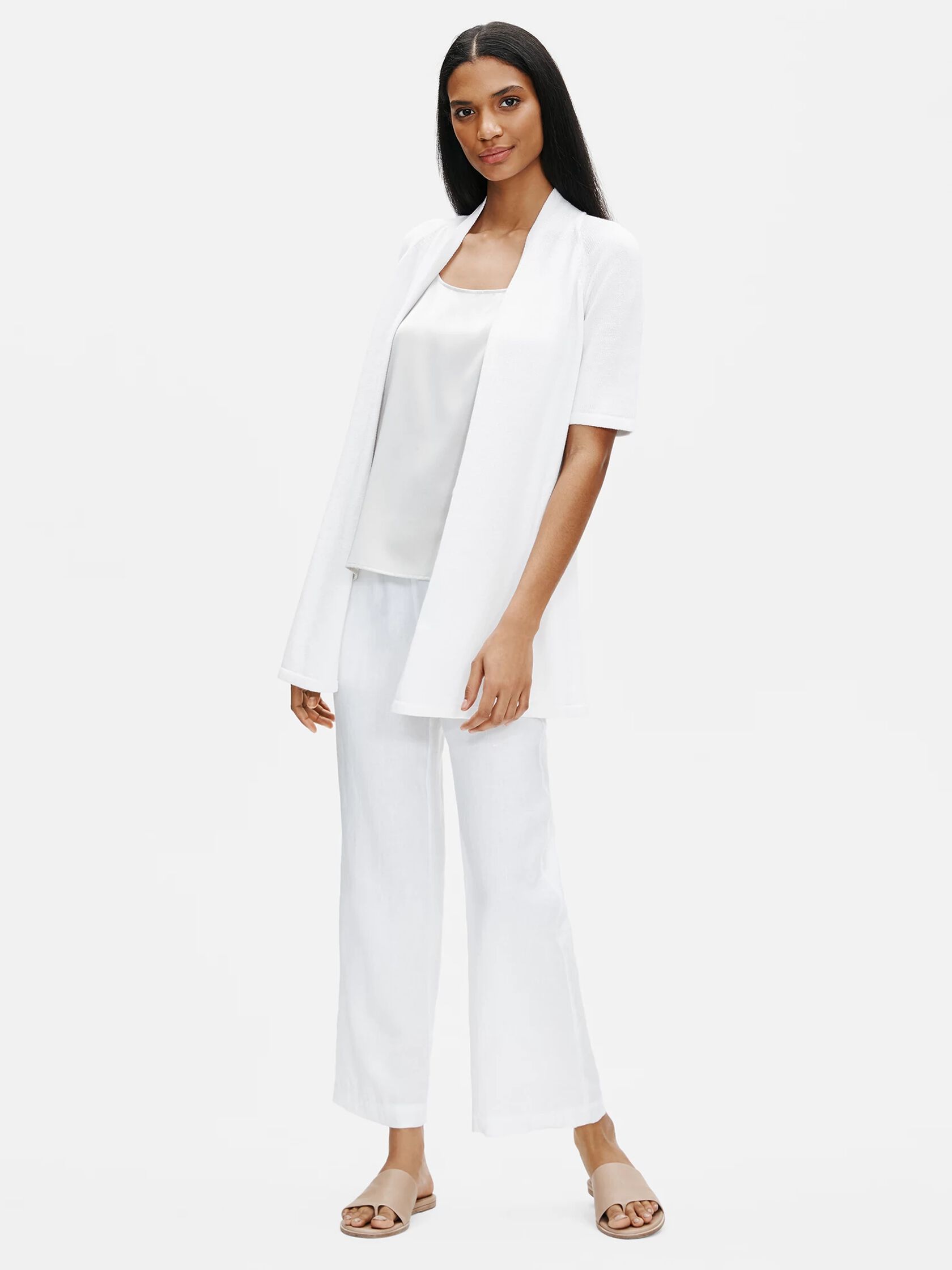 Organic Linen Cotton Short-Sleeve Cardigan