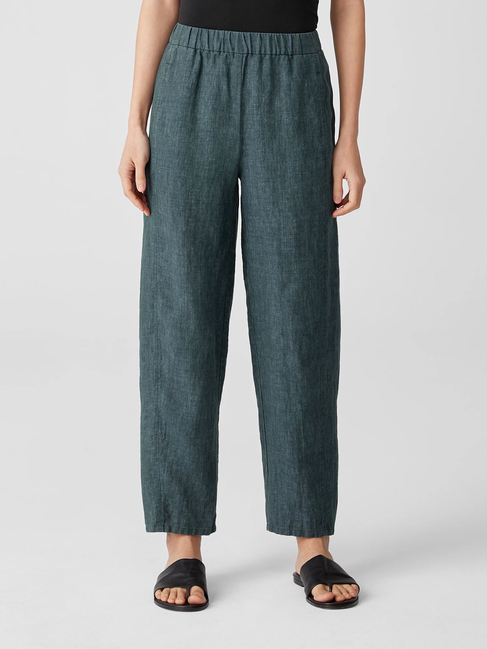 Washed Organic Linen Delave Lantern Pant