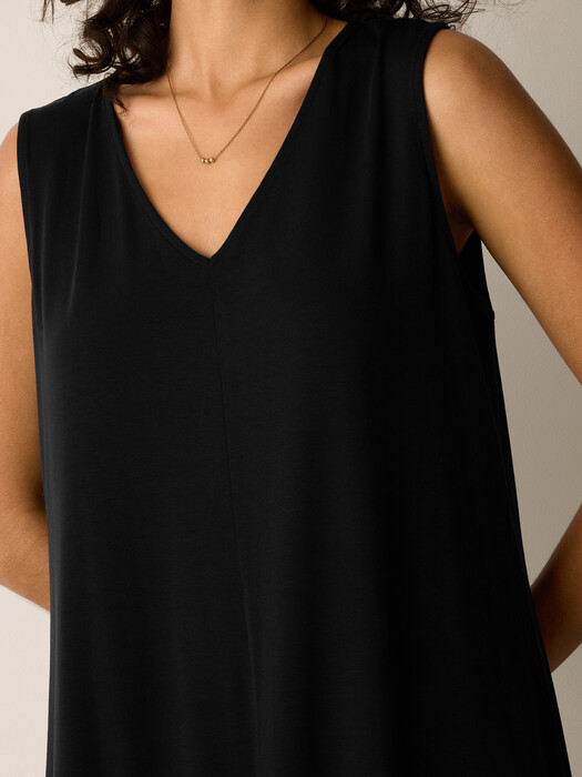 eileen fisher sleeveless jersey dress Stretch Jersey Knit Round Neck Tank Dress