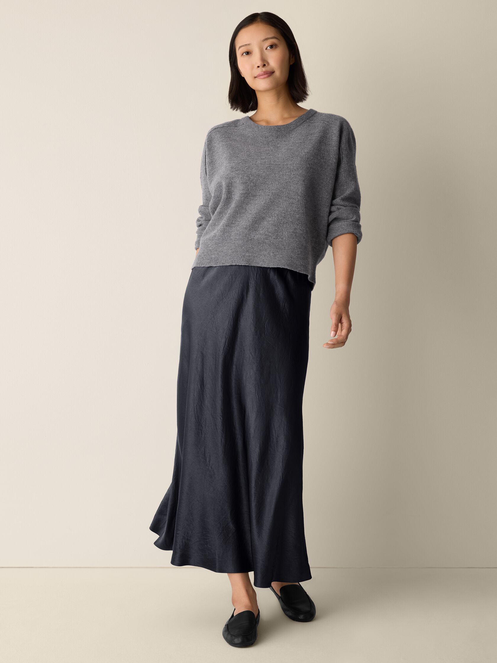 Textured Satin Slip Skirt
