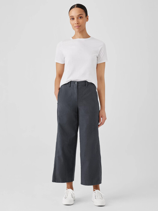Cotton Hemp Stretch Wide-Leg Pant