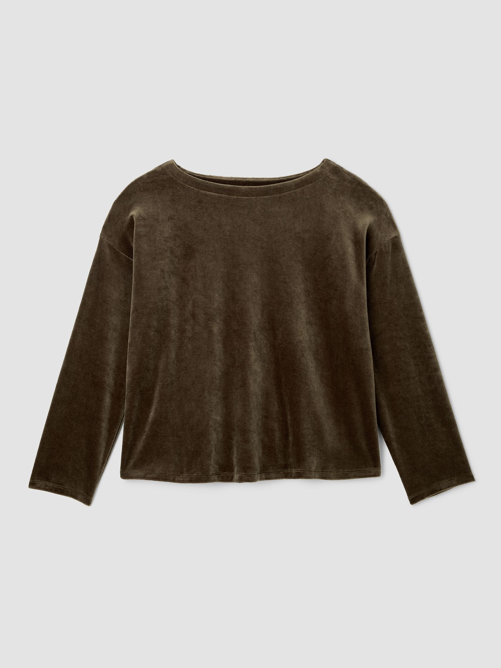 Cozy Velour Knit Bateau Neck Top