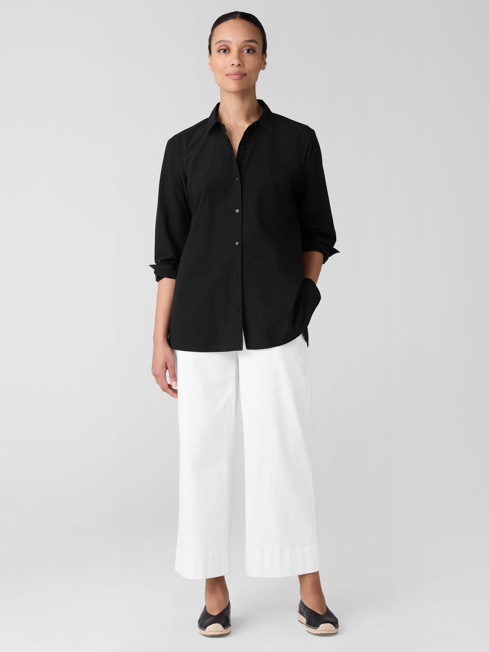 Washed Organic Cotton Poplin Classic Collar Shirt