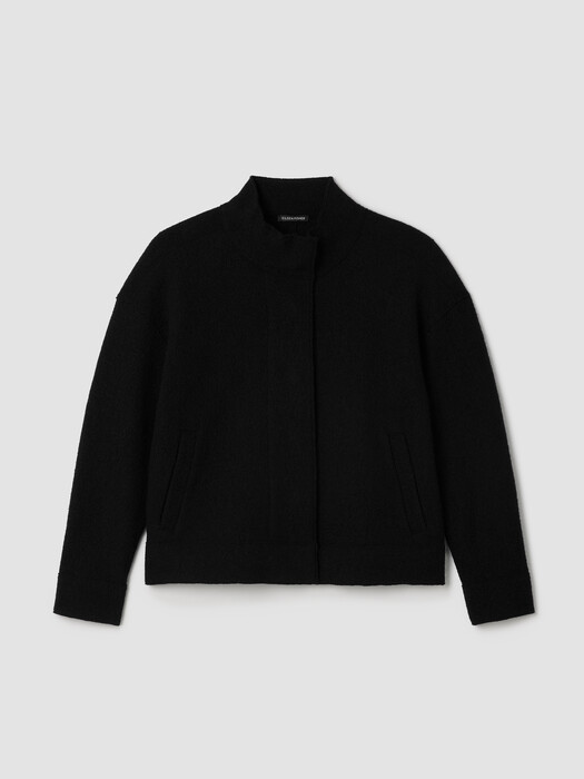 Lightweight Boiled Wool Stand Collar Jacket in Regenerative Wool