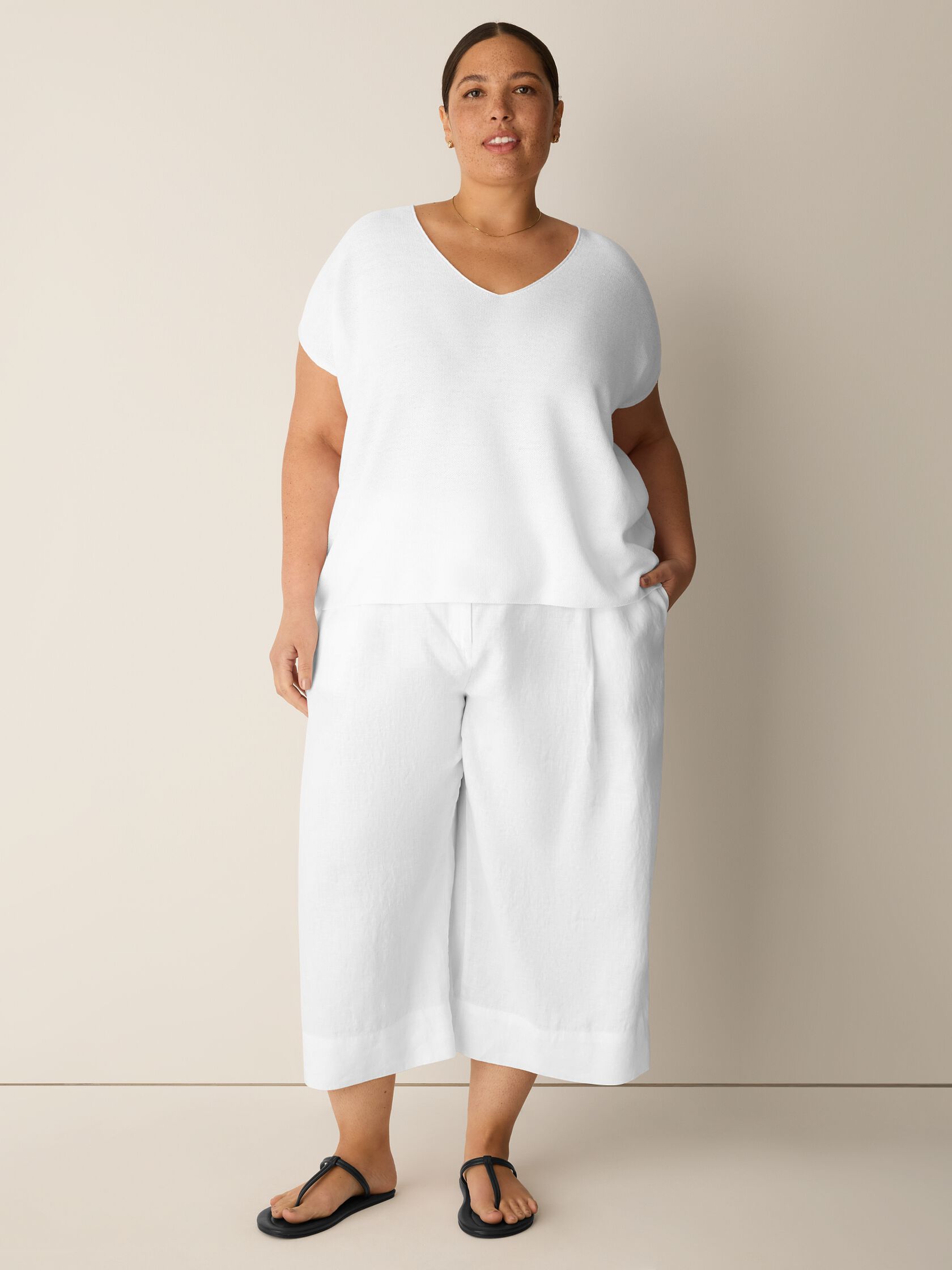 Organic Linen Cotton V-Neck Top