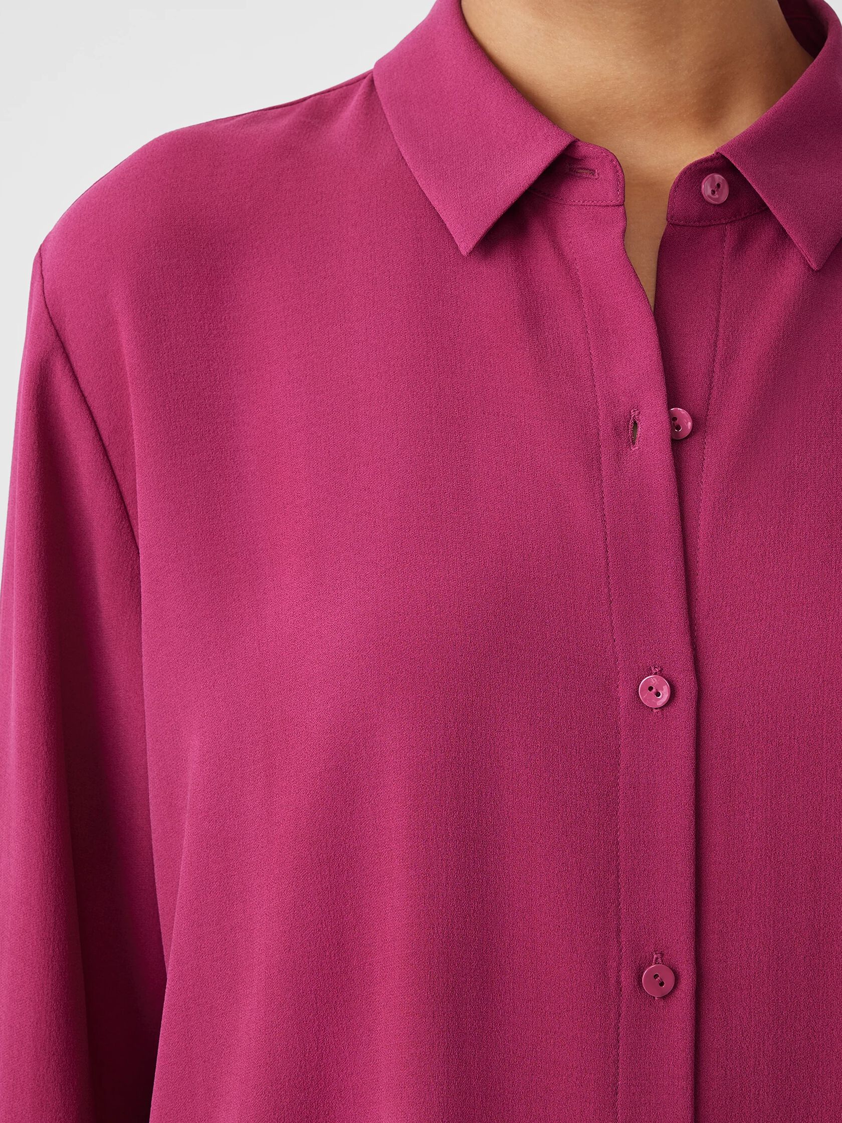 Silk Georgette Crepe Classic Collar Shirt