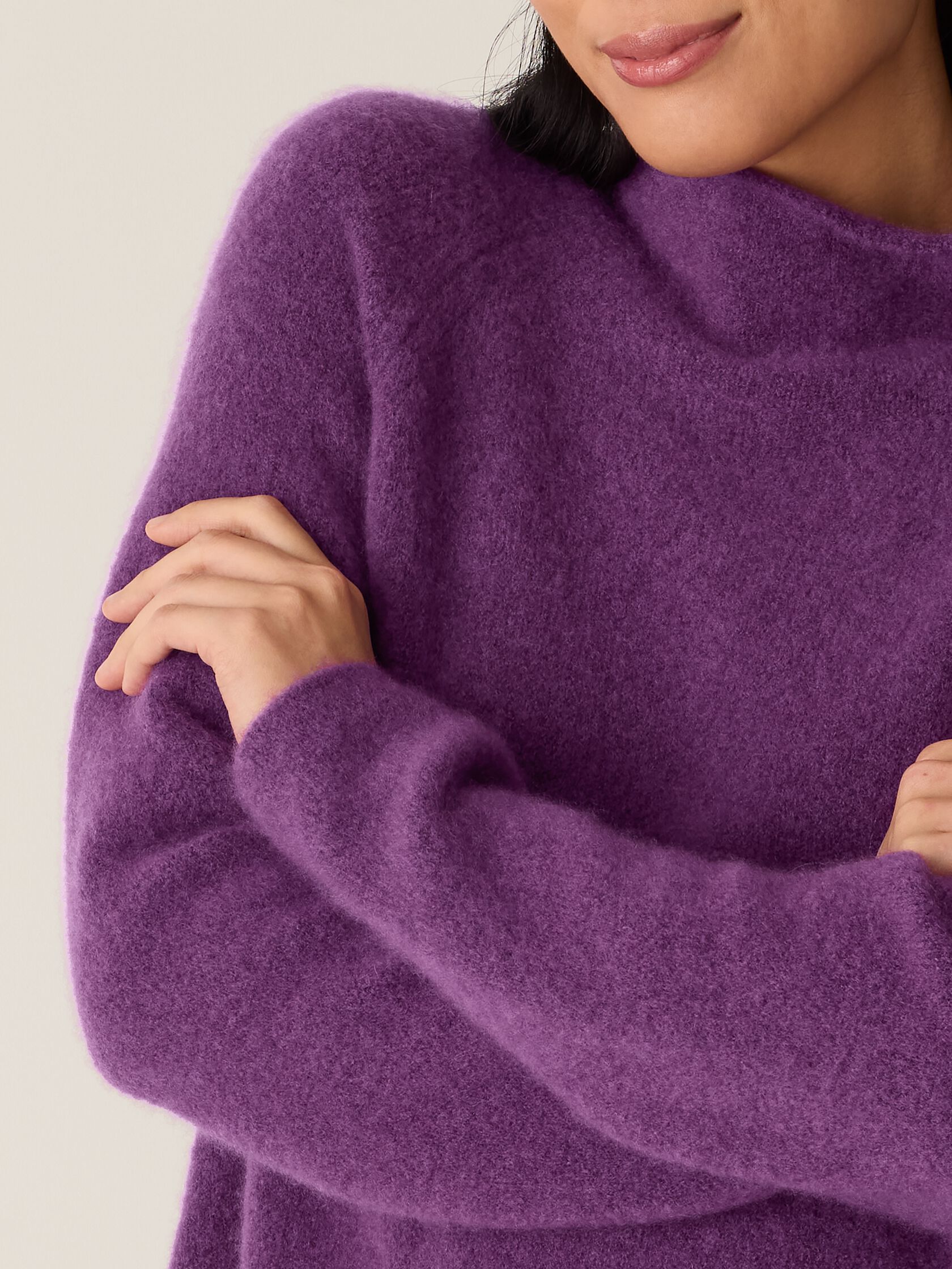 Cashmere Silk Boucle Bliss Turtleneck Top