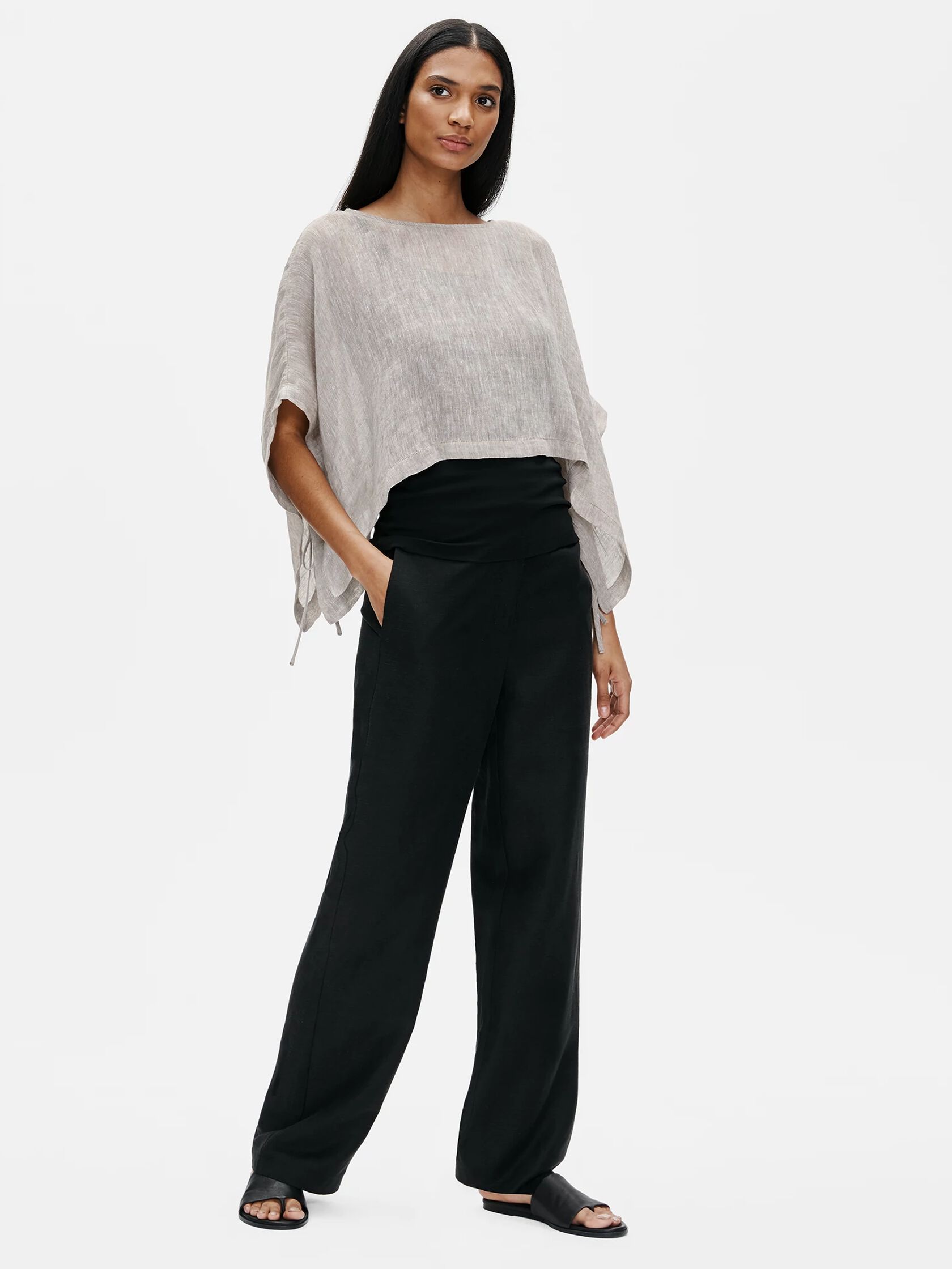 Organic Linen Gauze Cropped Poncho