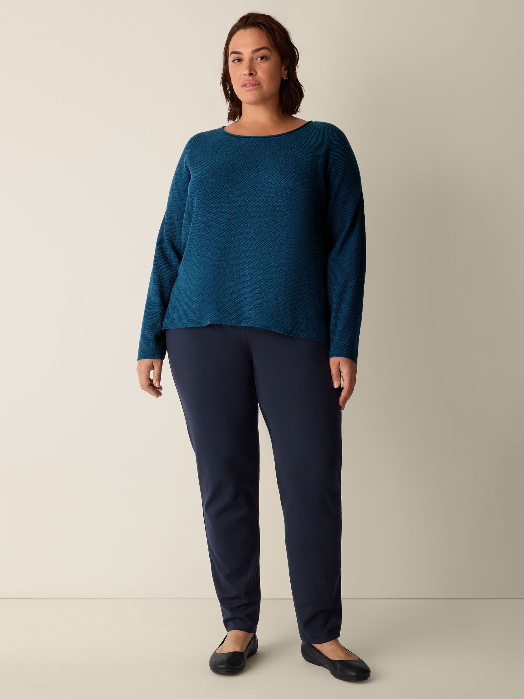 Peruvian Cotton Blend Jewel Neck Top