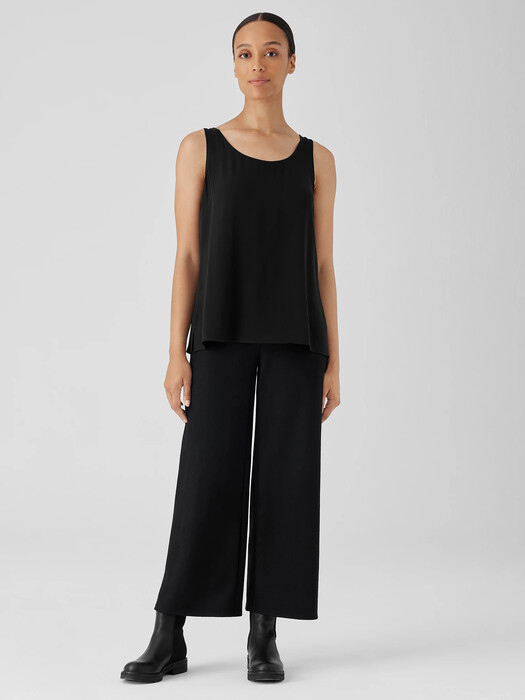 Silk Georgette Crepe Scoop Neck Tank