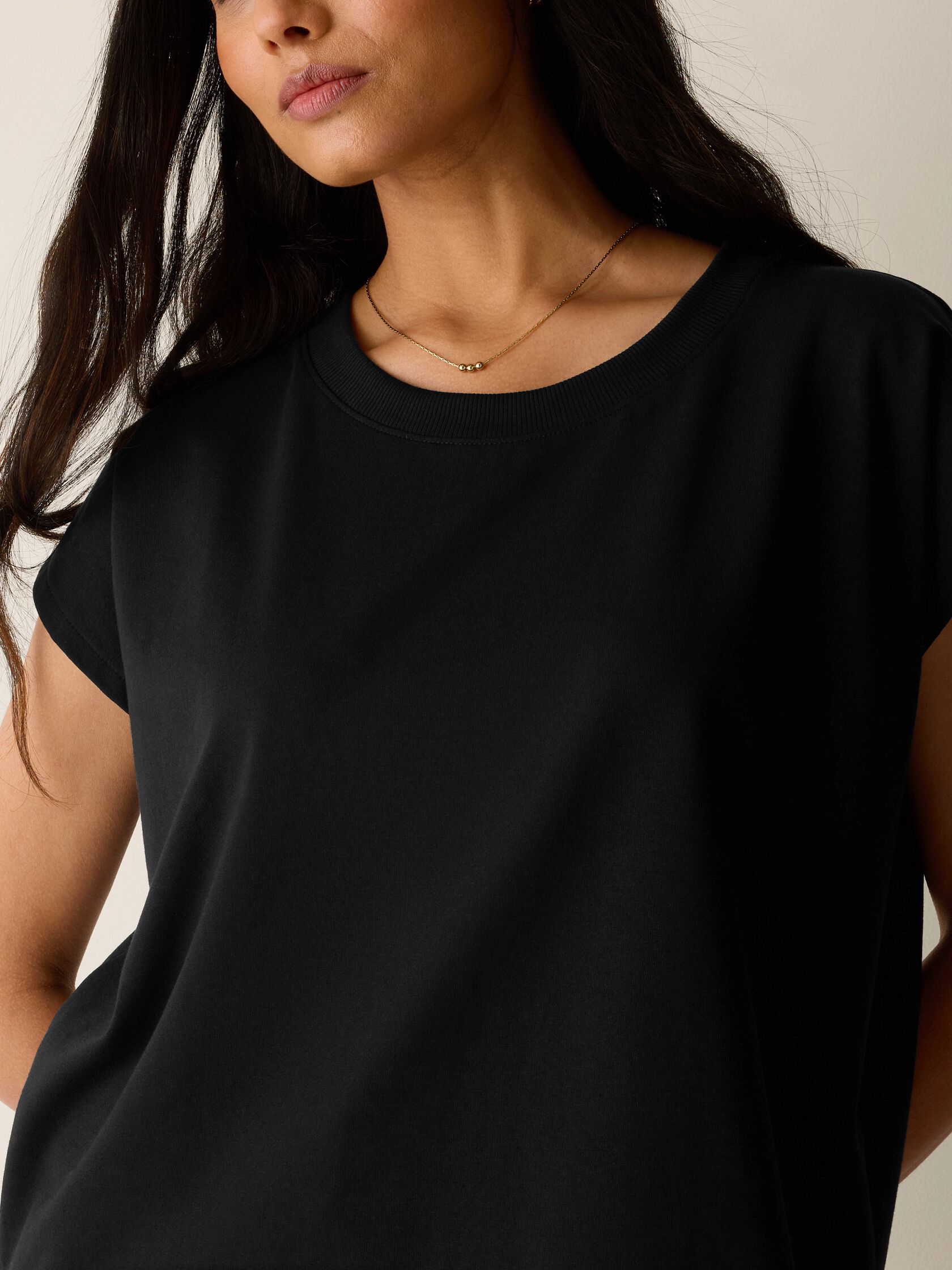 Pima Cotton Stretch Jersey Crew Neck Top