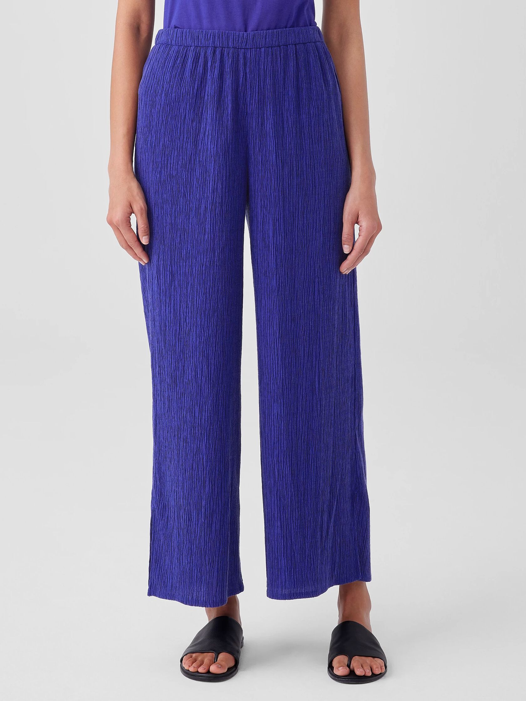 Woven Plissé Wide-Leg Pant