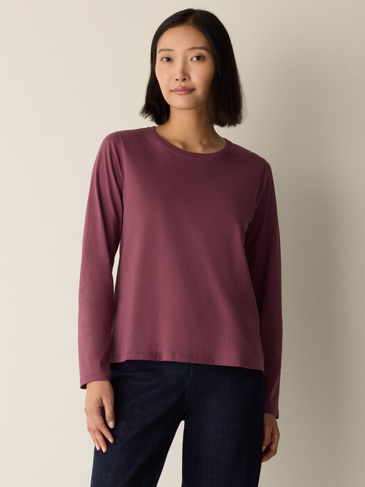 T-shirt Manica Lunga Eileen Fisher Cotone Biologico – Rosa – Taglia 1X Plus - Foto 2