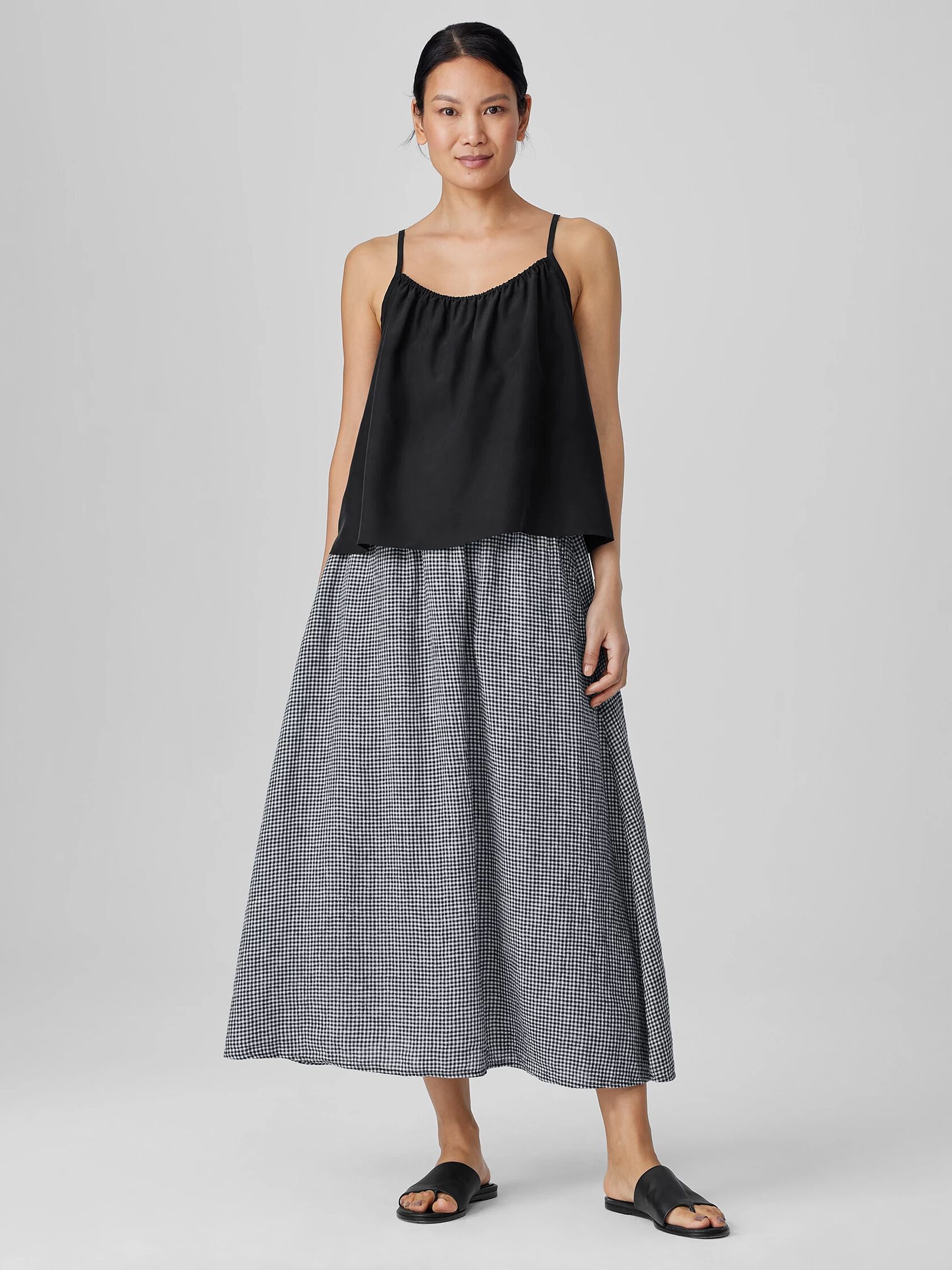 Puckered Organic Linen Pocket Skirt