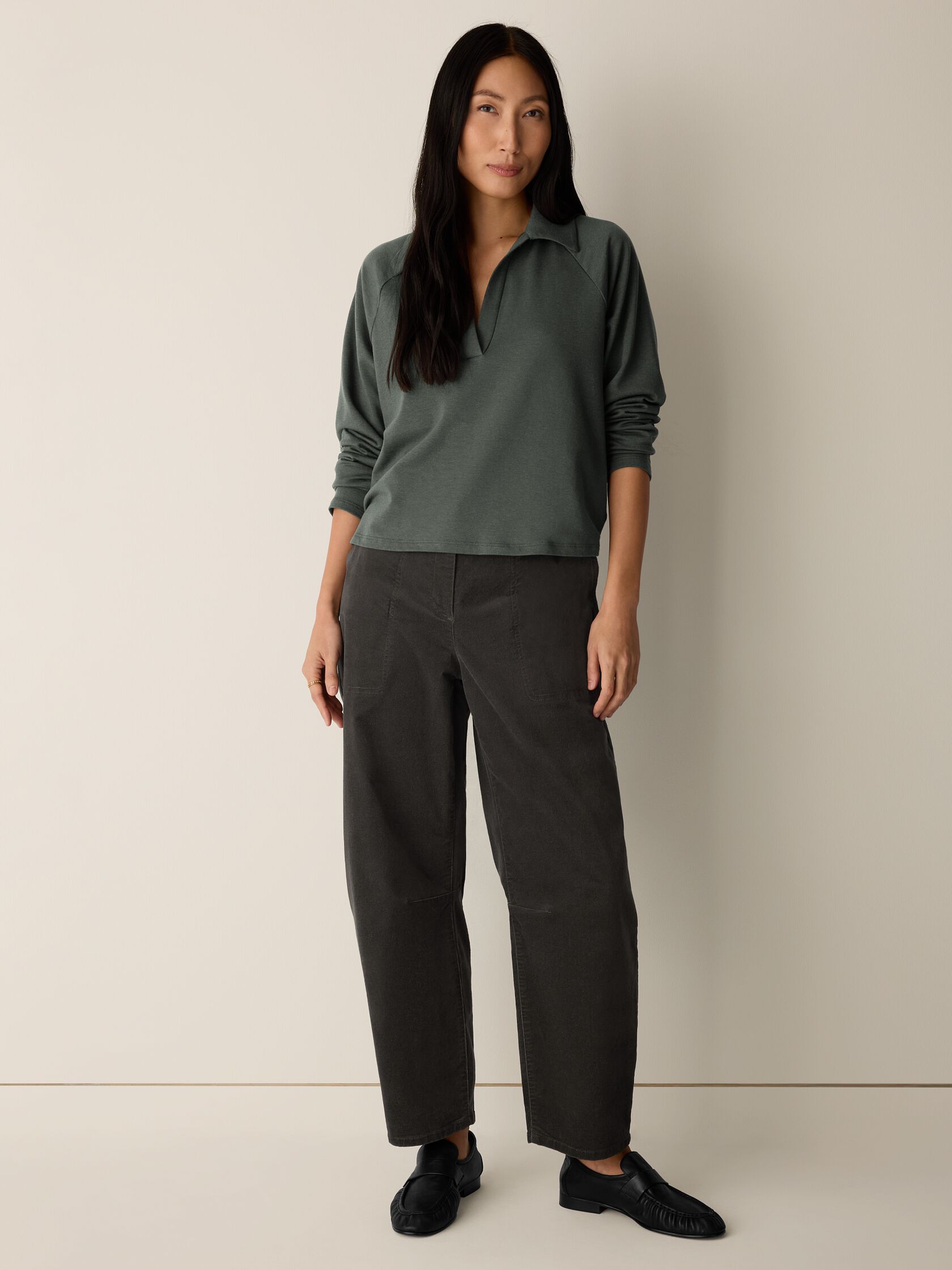Cozy Brushed Terry Hug Split Neck Top